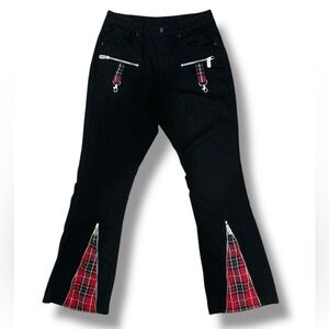 Black Pants with Red Plaid Accents